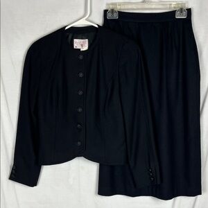 Vintage NWT Deadstock 1970s Pendleton 100% Virgin Wool Black 2 Piece Skirt Set